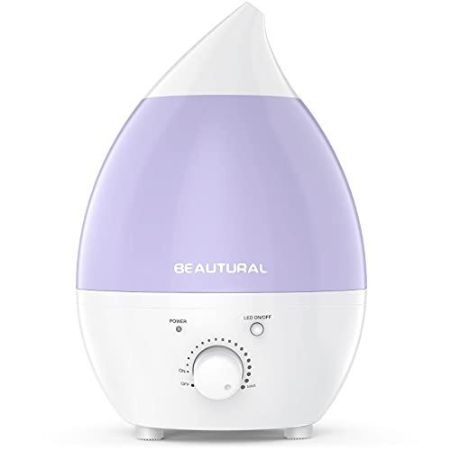 Beautural 1.3 litros Humidificador ultrasónico, No Ruido & Luces LED de 7 Colores con la función Apagado automático para su hogar y Oficina