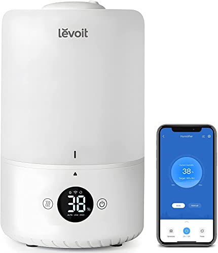 LEVOIT Top-Fill Humidificador 3L a Bebés, Humidificador Ultrasónico de Vapor Frío y Difusor con 25H, <28dB Silencioso AUTO Modo, Compatible con Alexa y APP, Temporizador, Sin BPA a Dormitorio Oficina
