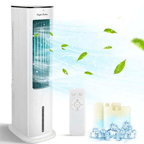 Taylor Swoden Snow - Climatizador evaporativo compacto, mando a distancia, 55W, oscilante, humidificador, 3 modos y 3 velocidades, depósito 5L, temporizador 7h. Panel táctil