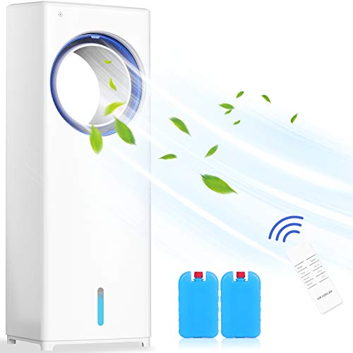 Enfriador de Aire 3 en 1, Climatizadore Evaporativo Acondicionador de Aire Móvil de 80W con Función de Humidificación y Purificación, Temporizador de 8 h, 3 Velocidades con Control Remoto